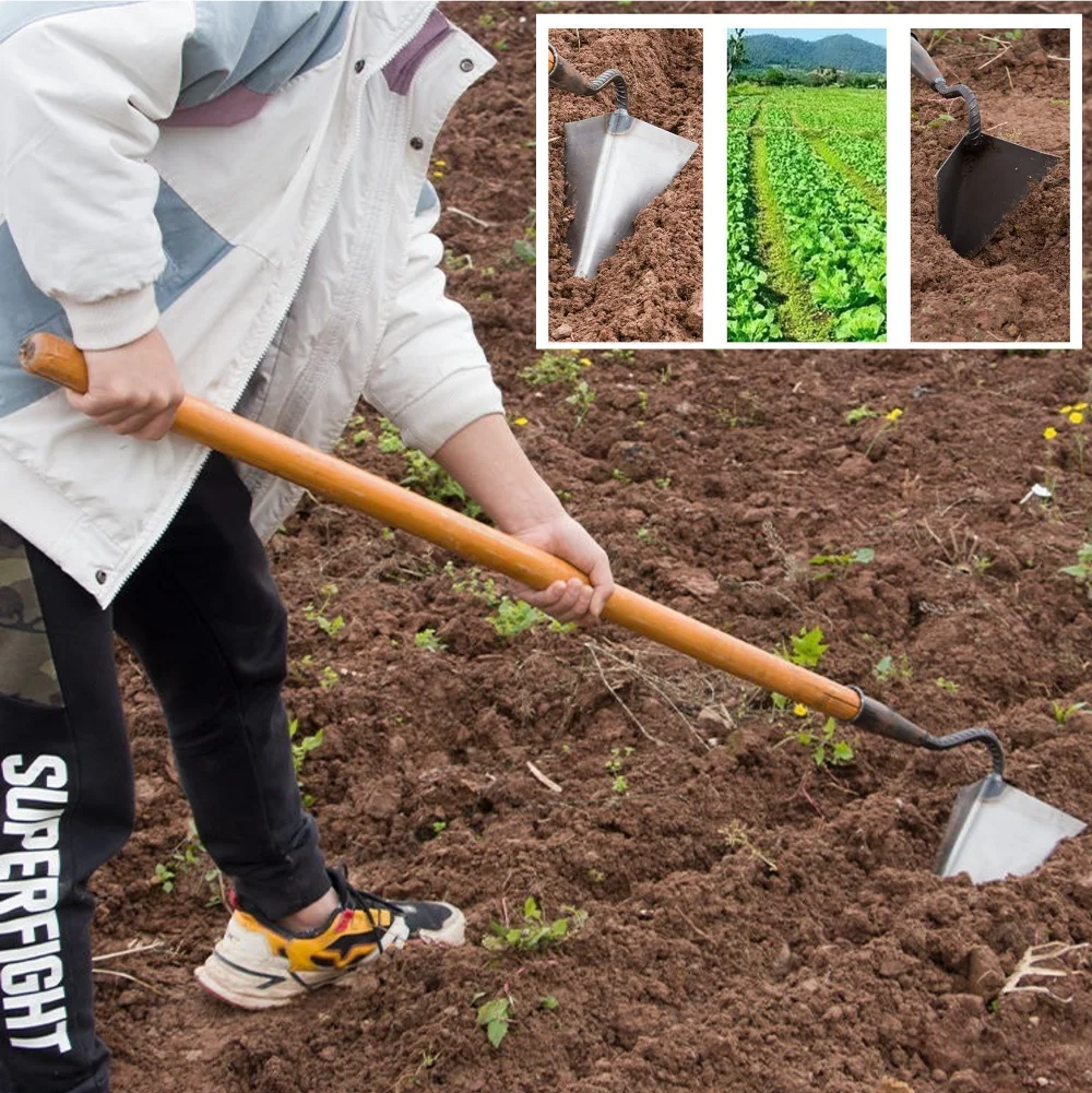 Farm Tools Hoes Triangle Small Tip Hoe Plowing Hoe Agricultural Land Turning Loose Soil Hoe for Household Vegetable Planting