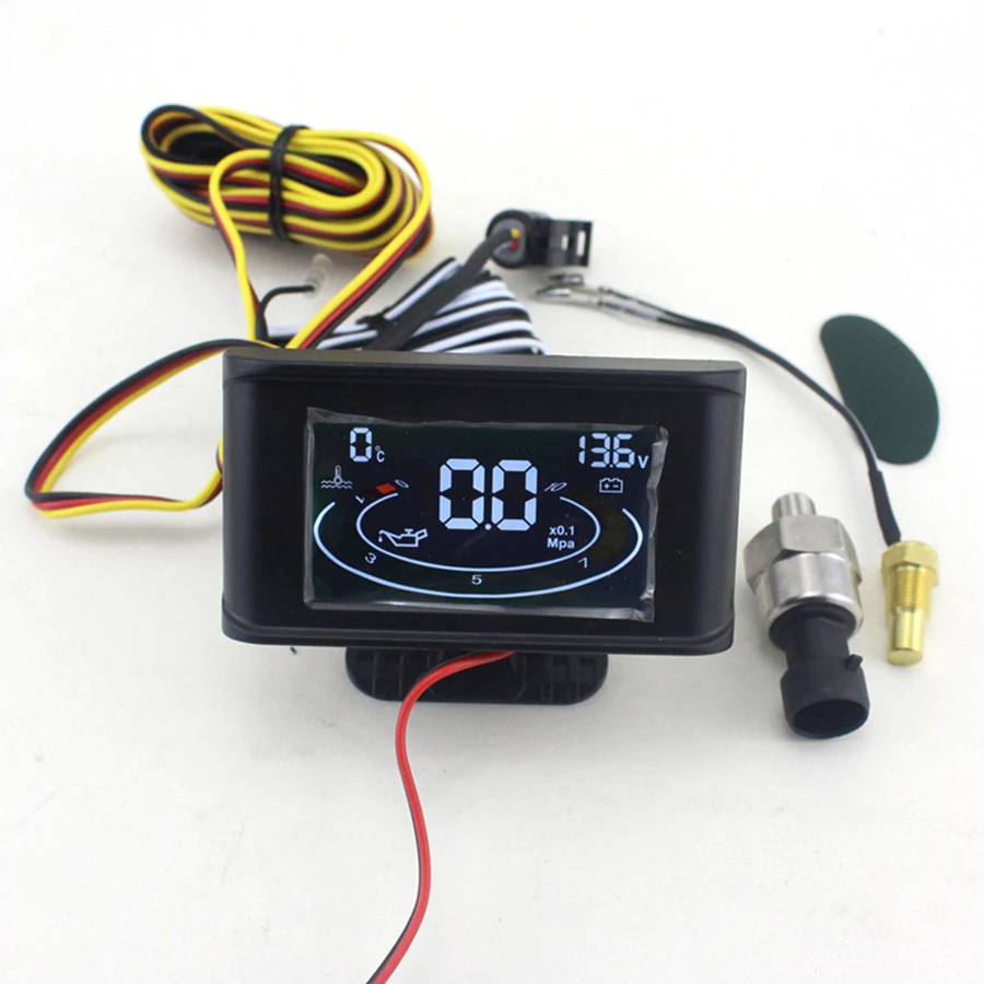 

LCD 3 in 1 Gauge Meter 12v/24v Car Oil Pressure Gauge + Voltmeter Voltage Gauge + Water Temperature Gauge Meter With Sensors