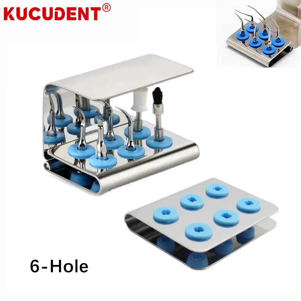 6 Holes Dental Scaler Tips Holder Stand Ultrasonic Endo Drills Bur Block Disinfection Box Sterilizer Case Auotclavable Dentistry