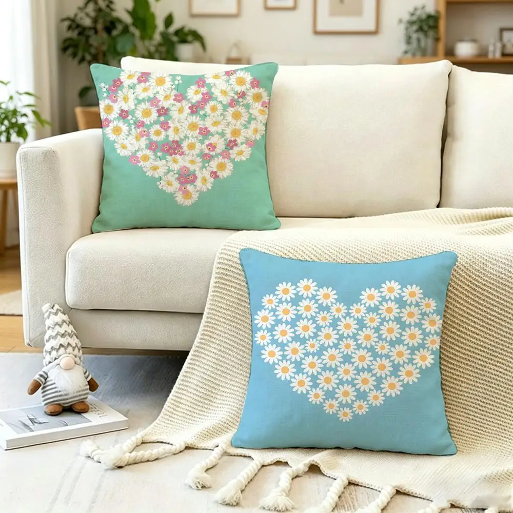 Housse de coussin à motif Daisy, anti-acariens, fermeture éclair invisible, en peluche courte et soyeuse, pour canapé