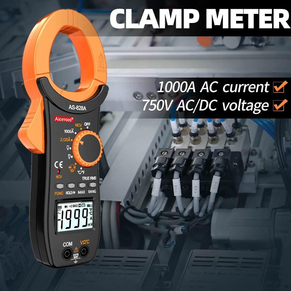 

Aicevoos Digital Clamp Meter 1000A AC Current Auto Rang AC/DC Voltage True RMS Multimeter Ammeter Voltage Tester Ohm NCV