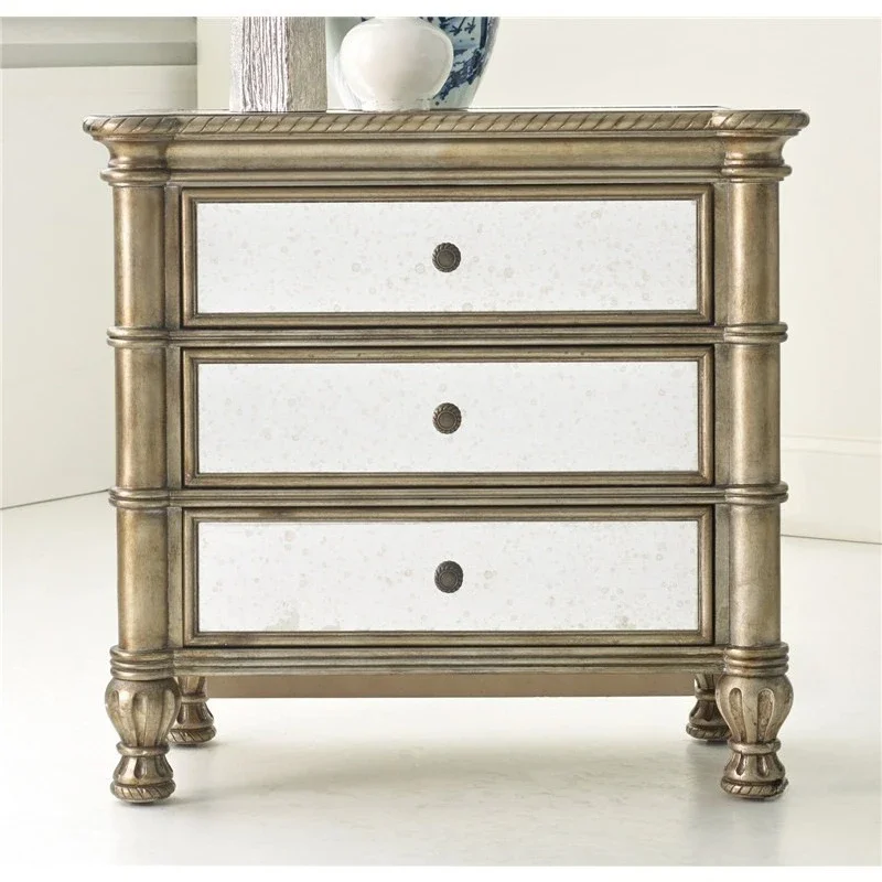 Neoclassical solid wood carving flower bedside table, old bedside table, locker