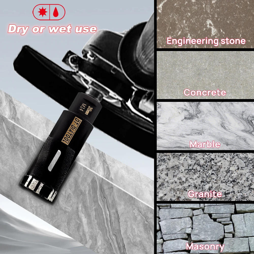 DIATOOL-Brocas De Diamante, Cortador De Furo Para A Telha, Pedra, Granito, Mármore, Broca, Rosca, Buraco Saw, Rosca, M14, 5/8-11, 1Pc