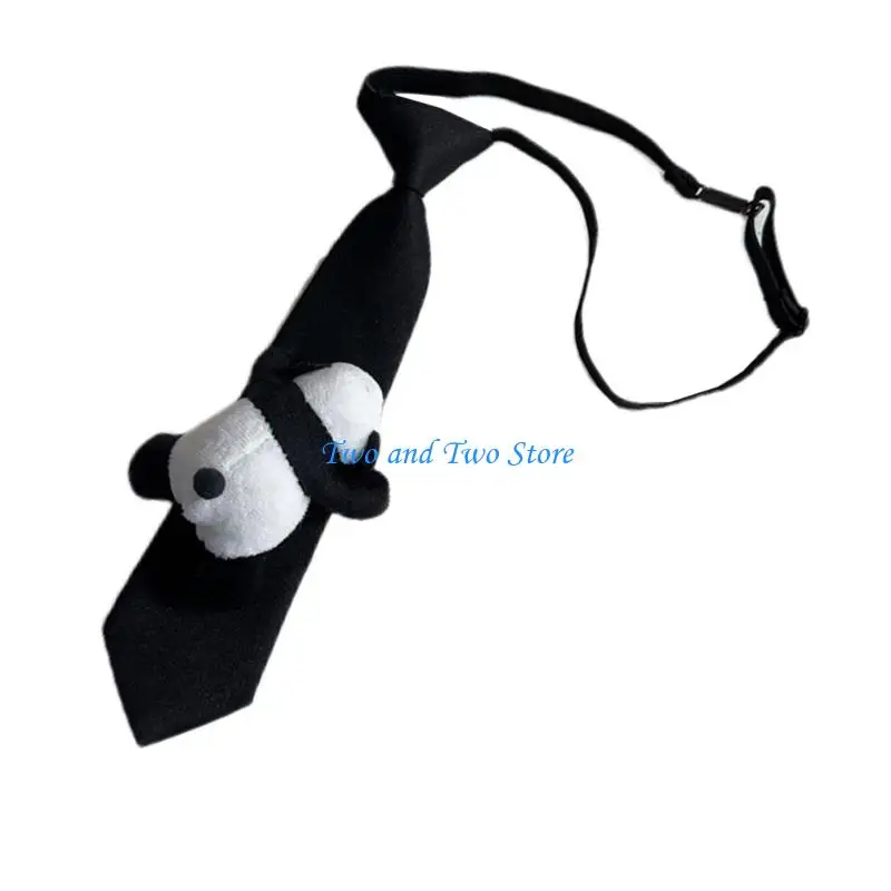 

HX6F Punk Pre Tied Panda Ties with Cartoon Panda for Women Girls for Normal Shirt Or Blouse Uniform Pre Tied