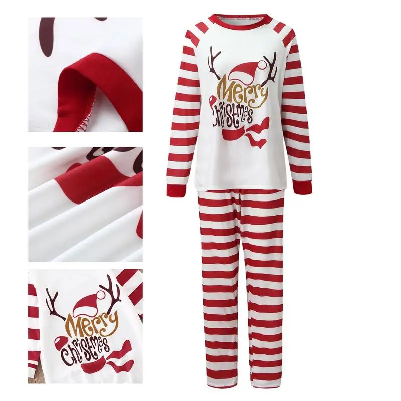 2024 Elk Santa Claus Red White Striped Pajamas Christmas Couples Kids Matching Pajamas Family Set Best Performer Cosplay Costume