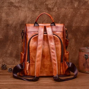 Damen-Mortaora-Leder-Rucksack, Vintage-Rucksäcke mit hoher Kapazität, Anti-Roub, Rindfleischleder, Luxus, für Reisen 10 Hauptverkaufskuh -Rucksack - №8