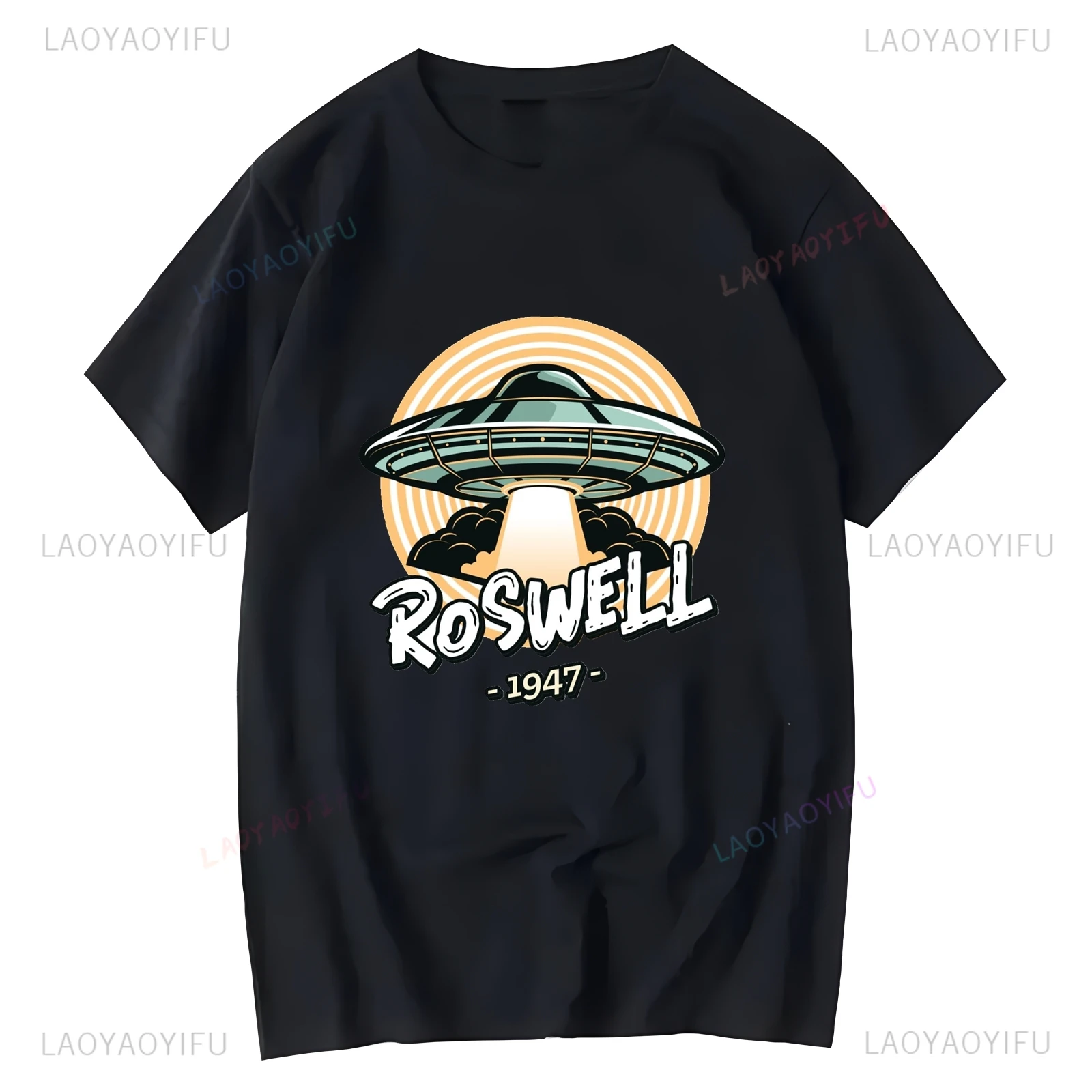 1947 ROSWELL TRUE IS OUTERE-UFO-ET- قميص مطبوع برسومات عتيقة، تي شيرت كاجوال أنيق لعشاق استكشاف الكون #4