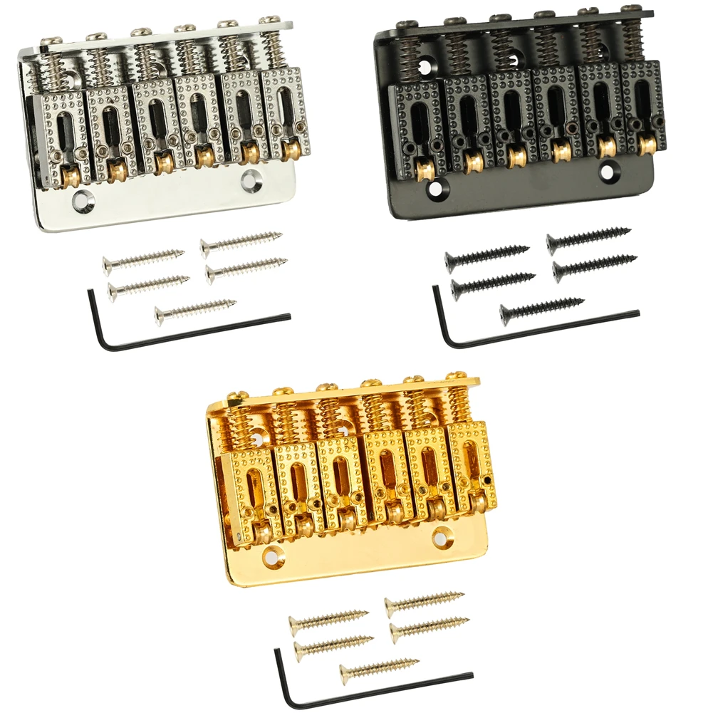 

Guitar Bridge Hardtail Bridge With Wrench Zinc Alloy 6 String 65mm Standard 10.5mm Top-Loading Saddle Musical Instruments