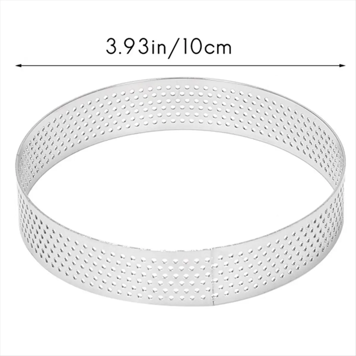 DT81 40Pcs Circular Tart Rings with Holes Stainless Steel Fruit Pie Quiches Cake Mousse Mold Kitchen Baking Mould 10cm