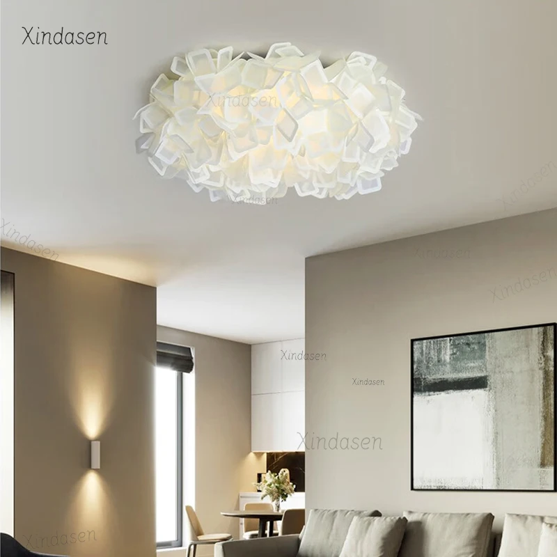 الحديثة زهرة بيضاء الثريات LED أضواء السقف سحابة البتلة ديكور الأطفال الفتيات غرفة نوم غرفة المعيشة الثريا مصباح السقف