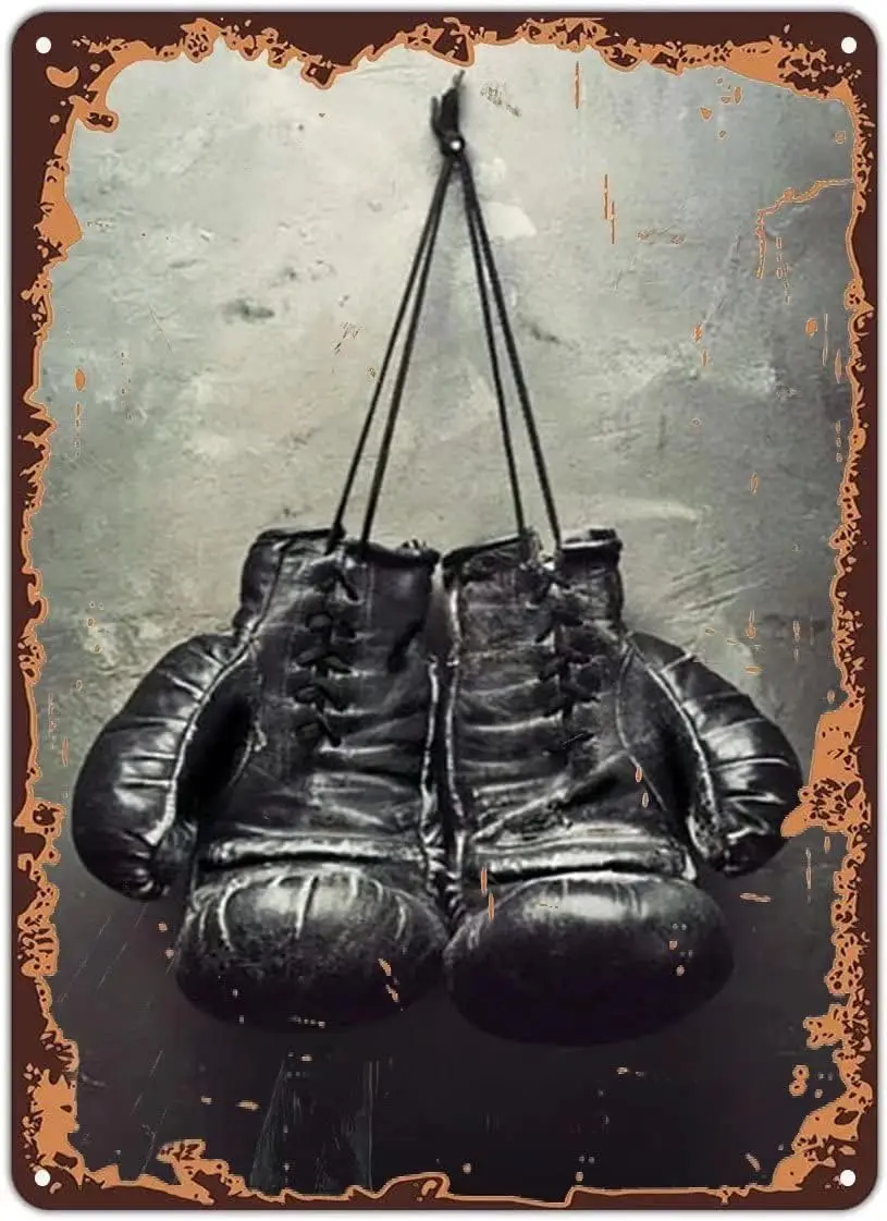 Metal Tin Sign Retro Wall Decor,Sports Room Boxing Gloves Wall Decor Poster,Sports Room Boxing Glove,Tin Sign Poster Vintag sign