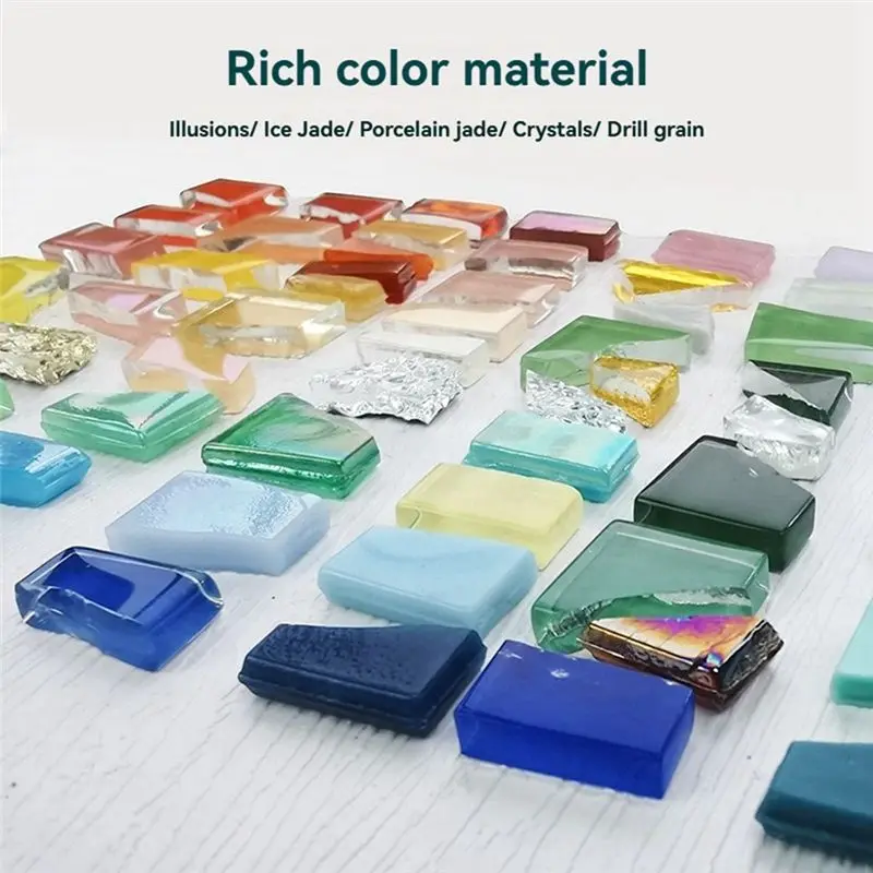 ABFI Triangular Mosaic Tiles, Multicolordiyglass Mosaic Making Sets,And Are Very Suitable For Handicrafts And Home Decoration