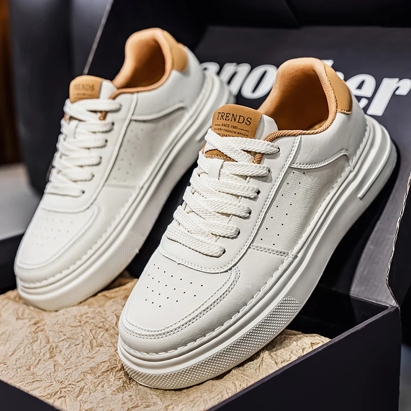 ​ حذاء بدون كعب للرجال الأكثر مبيعًا لعام 2025 - حذاء رياضي أبيض كلاسيكي، مسامي وممتص للصدمات، متين وغير قابل للانزلاق، مريح خفيف الوزن