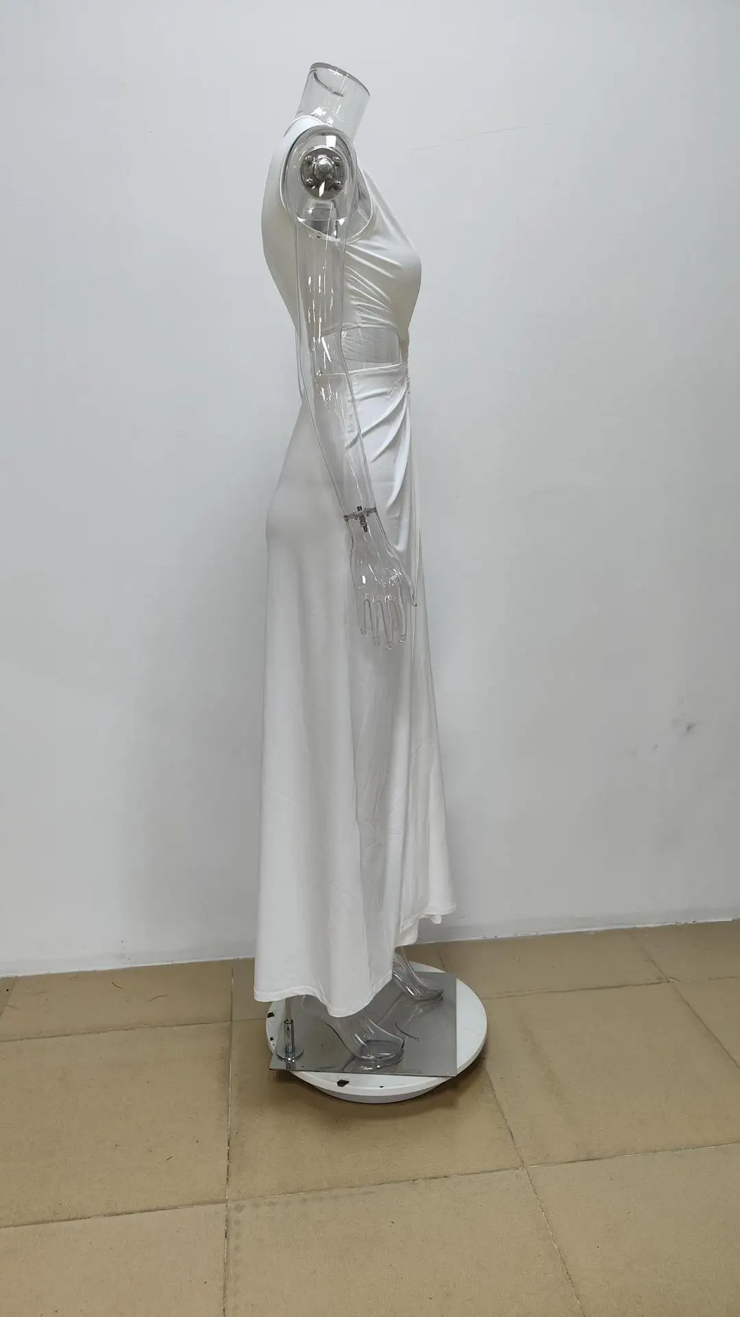 Neue Sommer Elegante Frauen Sexy Tiefem V Cut Out Schlitz Maxi Kleid Mode Lässig Ärmellose Taille Aushöhlen Outfits Dame Langes Kleid – Detail 6