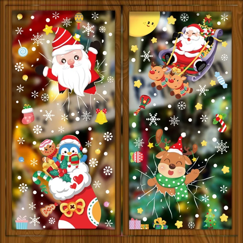 

Christmas Window Clings PVC Sticker Xmas Window Stickers Holiday Glass Door Decals for Home School Office