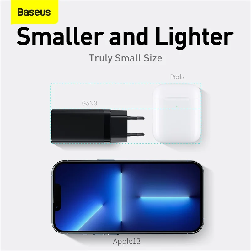 Imagem -06 - Baseus-carregador Usb tipo c Usb Carregamento Rápido 4.0 3.0 pd 65w Gan Apto para Iphone 13 Pro Xiaomi Samsung Laptop Macbook