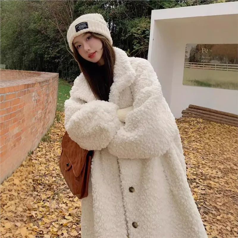 معطف جديد طويل الطول من الفرو المختلط والقطيفة بياقة واقفة وزر علوي ملابس عصرية #1