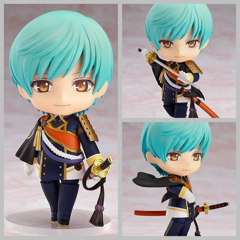 

10cmGSC Touken Ranbu Nendoroid Ikkitsusada Poseable Figure Blue Armor Samurai Sword Face Plates Japanese Online Game Collectible