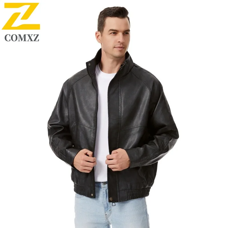 

Unisex Embroidered PU Leather Jacket Stand Collar Loose Fit Biker Pilot Coat Streetwear American Style Motorcycle Outerwear 2025
