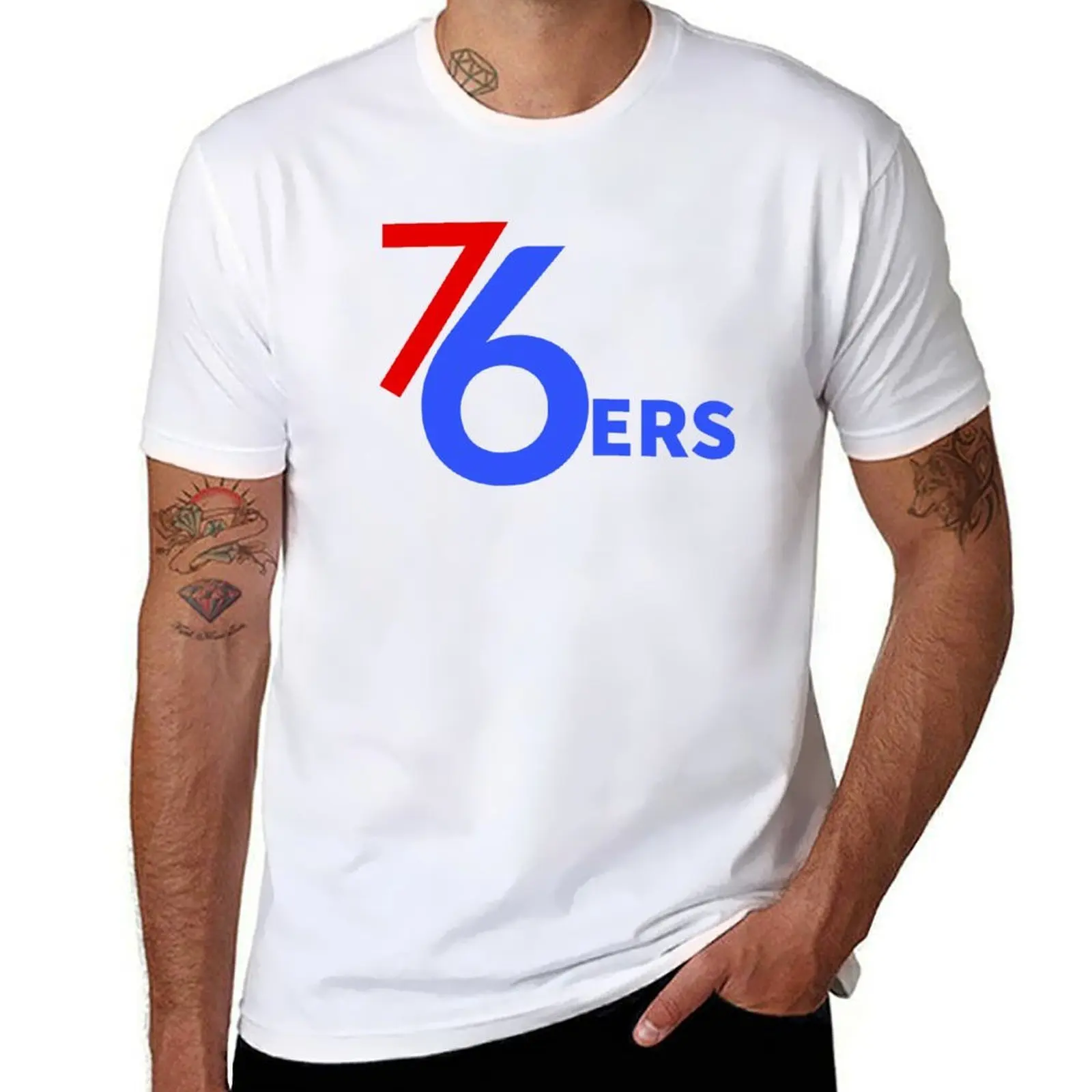 

76 ers T-Shirt cotton tshirt 100% t shirt man plain T-Shirt