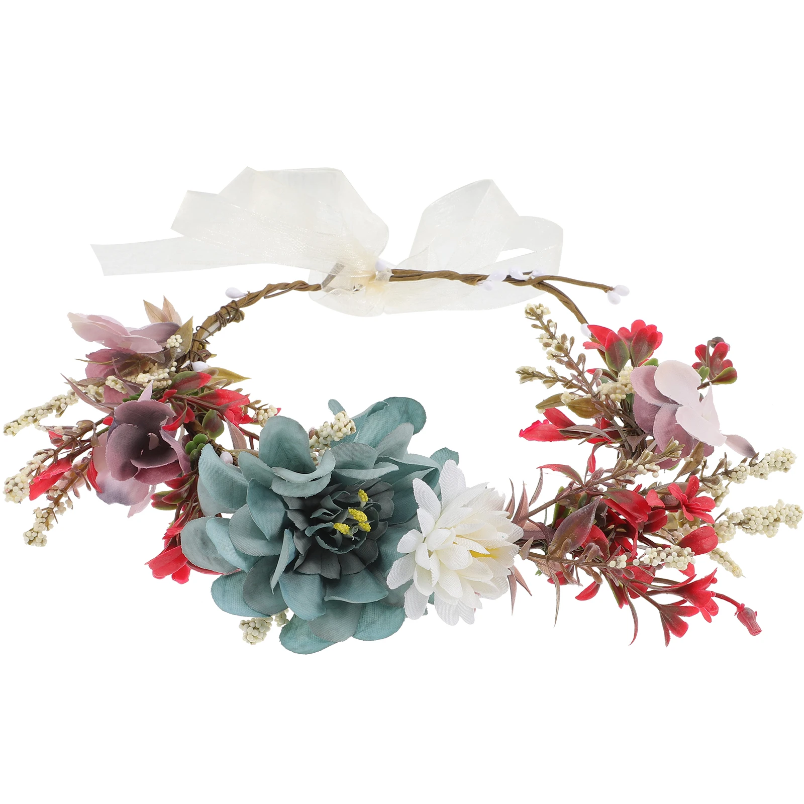 

Flower Crown Headband Hair Accessories for Brides Wedding Beach Bridal Flower Hairpiece Realistic Colors Women