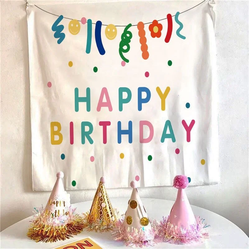 VIKAMA Cartoon Geburtstag Party Wandteppich Geburtstag Hintergrund Tuch Schlafzimmer Eingangsbereich Wohnzimmer Geburtstag Party Dekoration