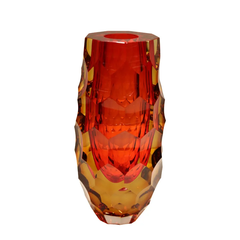Light luxury concave-convex crystal glass vase, TV cabinet, wine cabinet, dining table flower arrangement, hydroponic dried