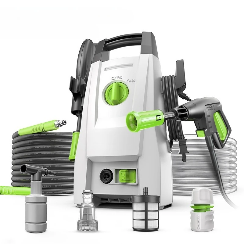 Green Field Car Wash Machine 1400W Portable Washer Household 220v High Pressure Water Gun Factory Direct Supply Little Monster