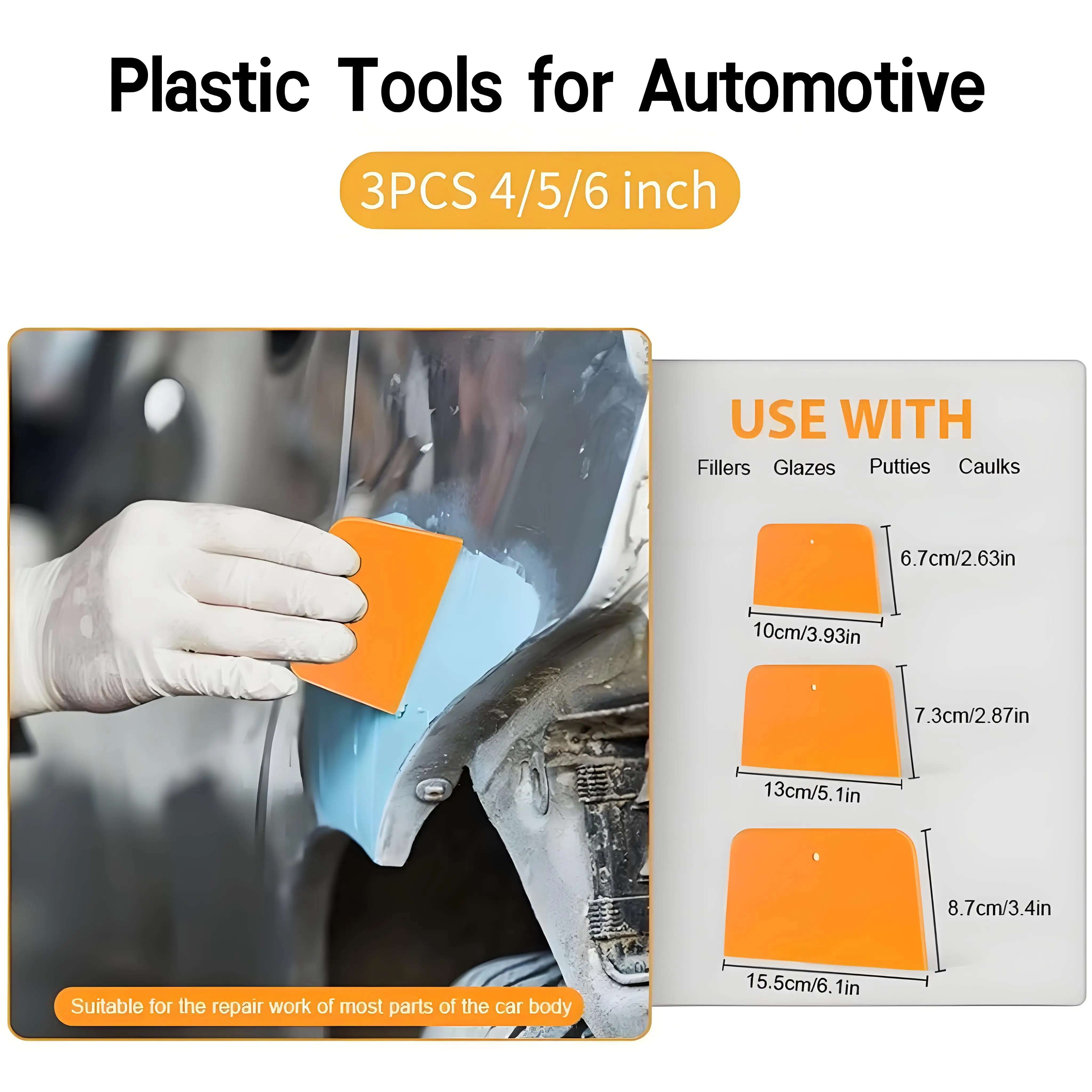 4/5/6 Inch Body Filler Spreaders Car Cloth Tendon Scraper Film Application Plastic Tools for Applying Fillers Putties Glazes