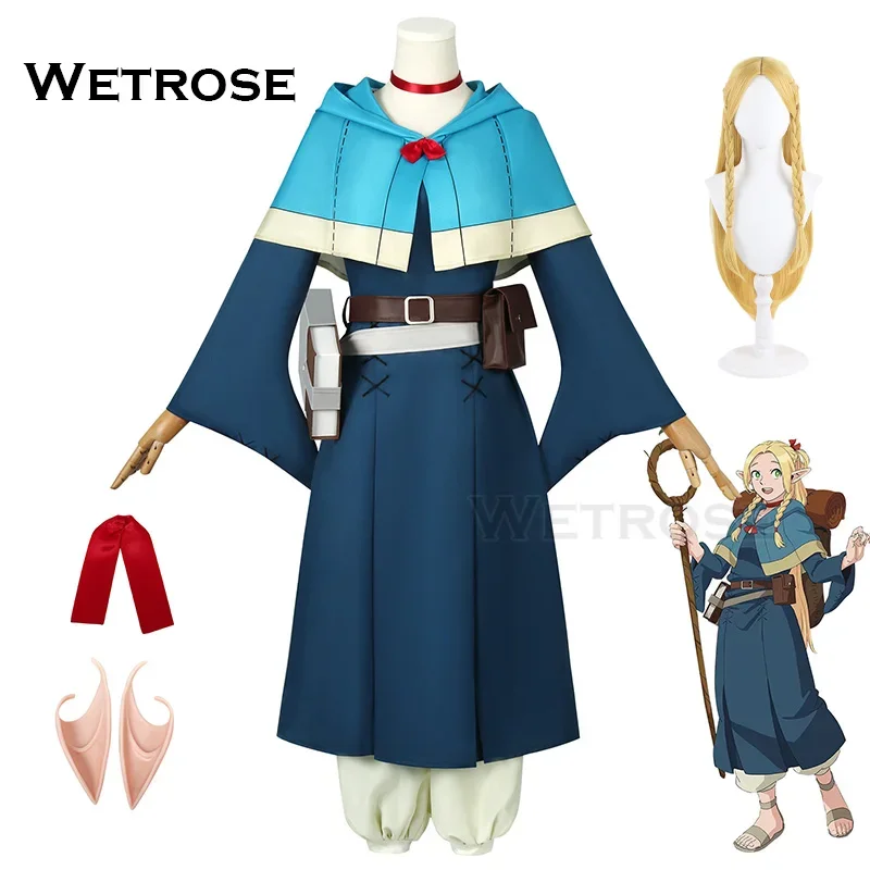 【Wetrose】Marcille Donato Cosplay Delicious Costume in Dungeon Food Marushiru Donatou Danjon Meshi Set Wig Ears Halloween Elf