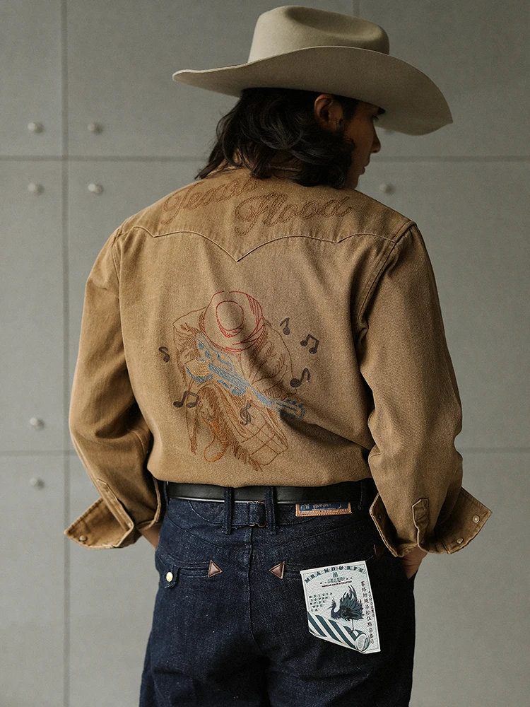 

Western Series SRV Texas Flood 290G Heavyweight Embroidery Bruce Ro Vintage irt MBBCAR Narrow Width American Casual Sle