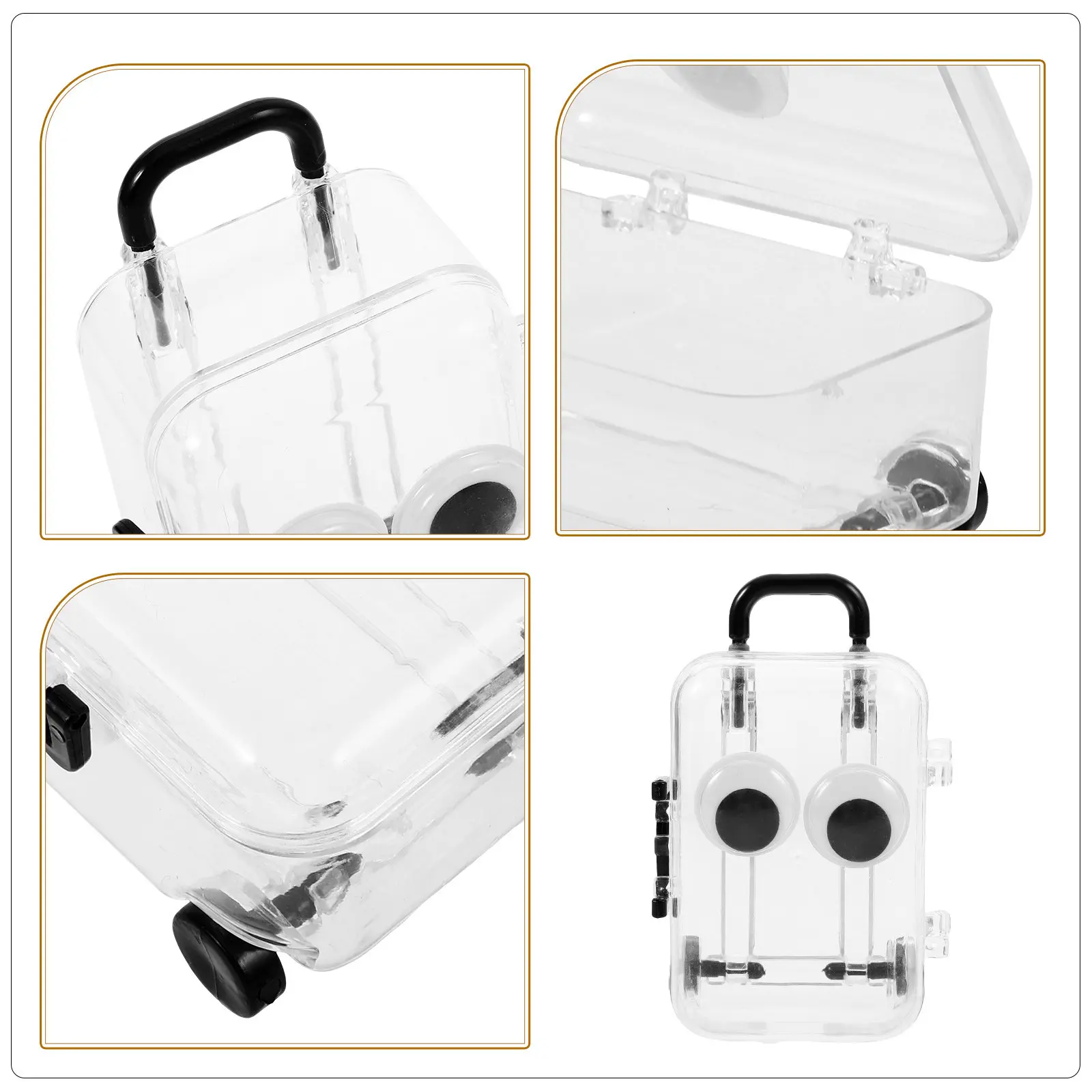 Compact Clear Jewelry Box Suitcase Shaped Plastic Organizer for Travel Home Desk Use with Expandable Mobility Wheels and Lift