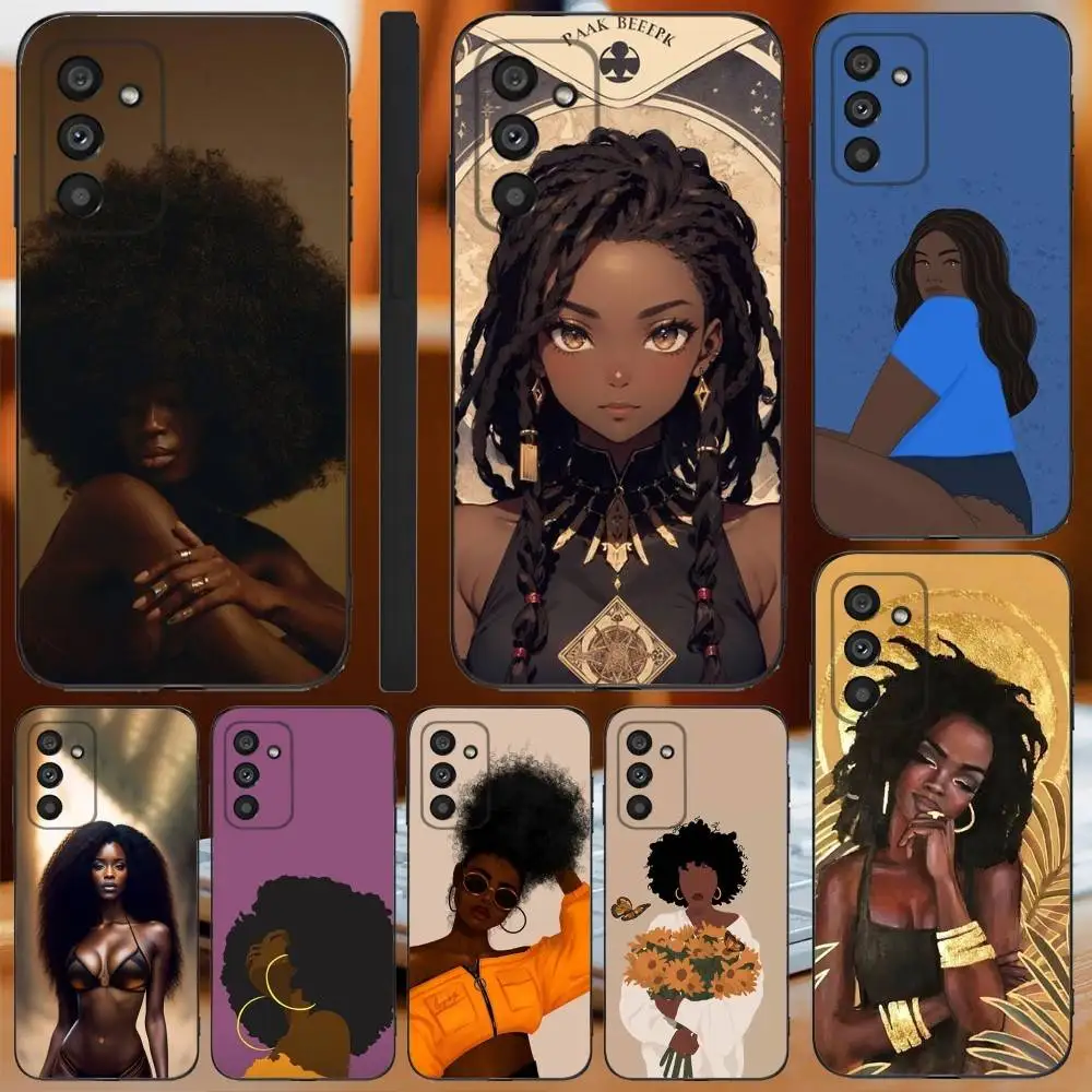 

Afro Girls Art Phone Case For Samsung Galaxy A13,A21s,A22,A31,A32,A52,A53,A71,A80,A91 Soft Black Cover