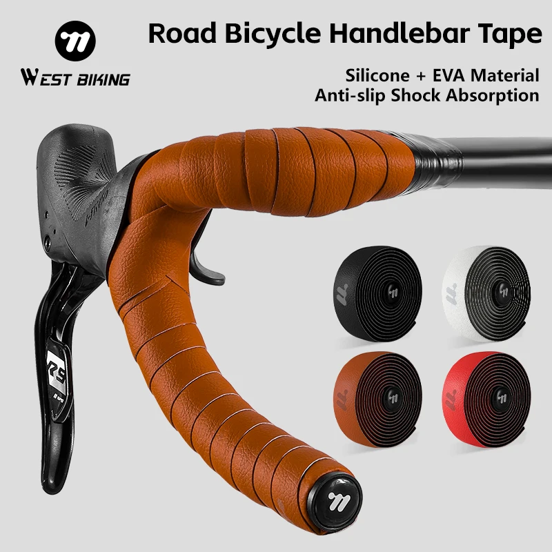 WEST BIKING Silikon-EVA-Lenkerband für Rennräder, 3mm Dick, Hochelastisch, Rutschfest, Stoßdämpfend, Fahrradlenker-Ummantelung mit 2 Endkappen