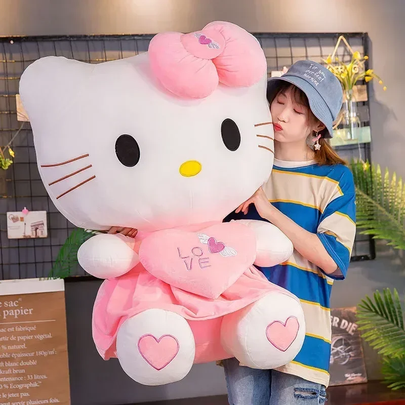 30-55Cm Sanrio Hello Kitty Cat Pluche Speelgoed Cartoon Kt Cat Plushie Pop Zacht Gevulde Anime Kussen Verjaardagscadeaus Voor Kinderen Meisjes