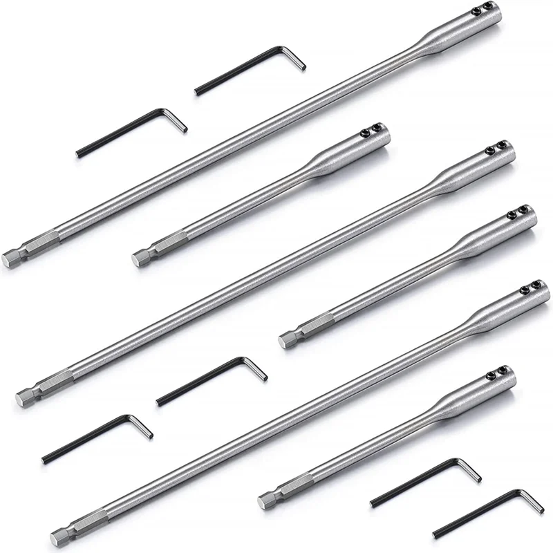 Boorverlenging 6, 12 inch boorset Houten spadebitset met moersleutel voor houten constructieaccessoires (12)