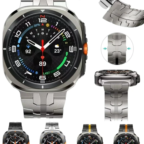 삼성 갤럭시 워치용 스테인리스 스틸 스트랩, 울트라 47mm 메탈 버터플라이 버클, 삼성 갤럭시 워치 7 울트라 밴드 