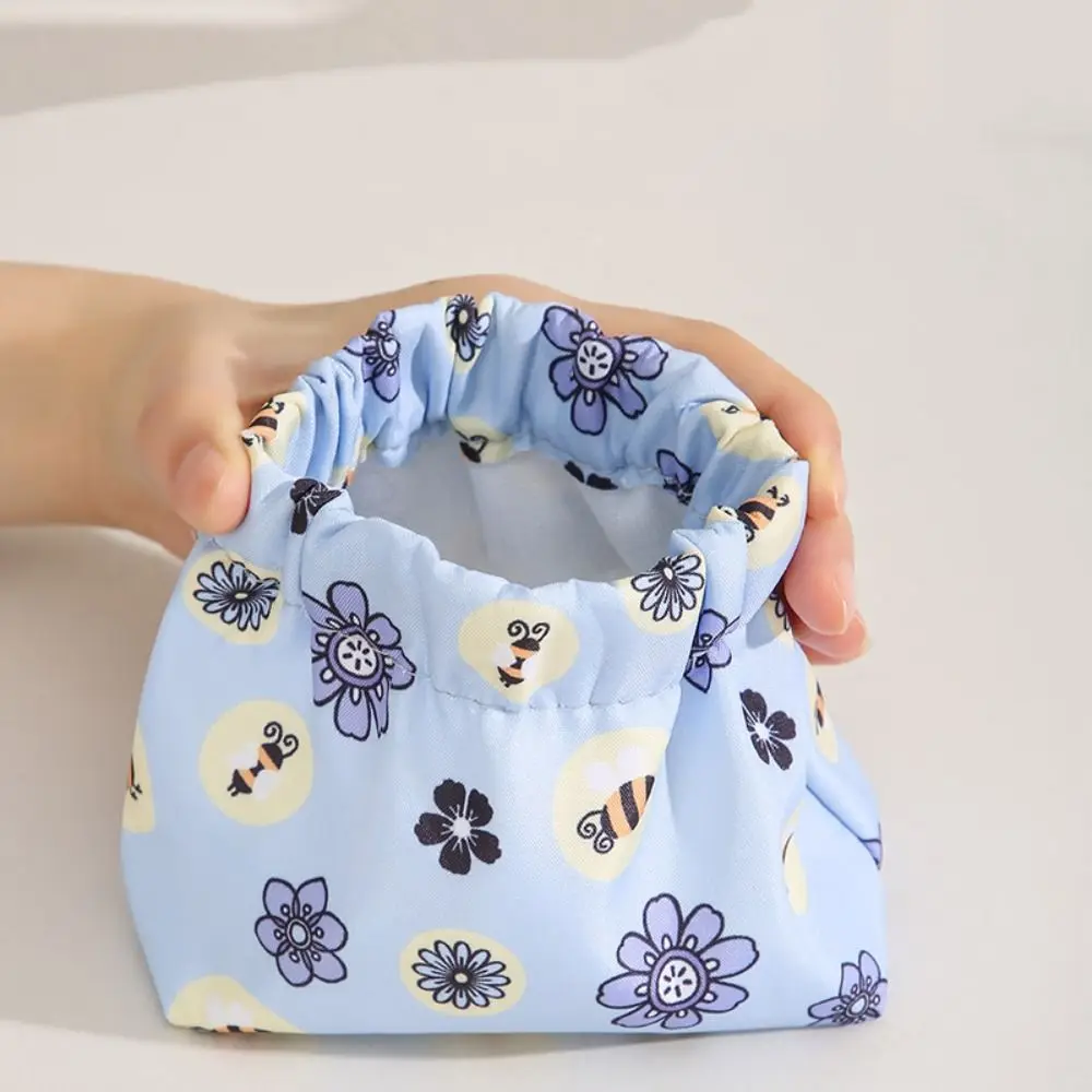 Ins oxford pano folha primavera saco bolsa floral impressão saco de cosméticos lona sacos de moedas saco de jóias feminino