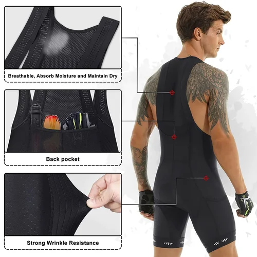 Imagen 2 del producto X-TIGER pantalones cortos de ciclismo para hombre, con bolsillo, UPF 50 +, cycling bib shorts, secado rápido, ropa de ciclismo para hombre, serie competition Edition