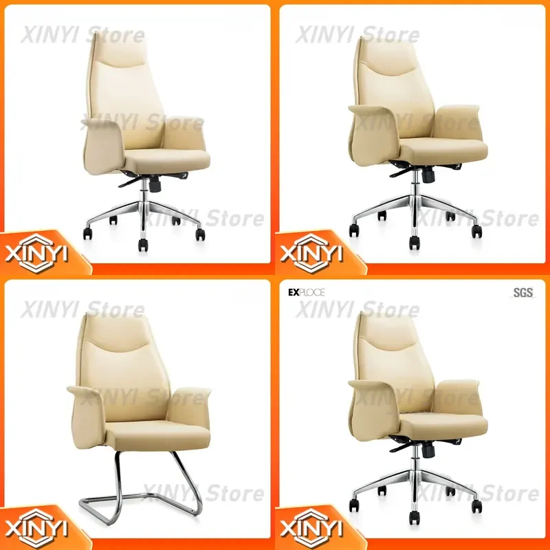 Comfortable Ergonomic High Back Boss Chair Genuine Leather Office Chair for Home Office Desk Workstation for Adults