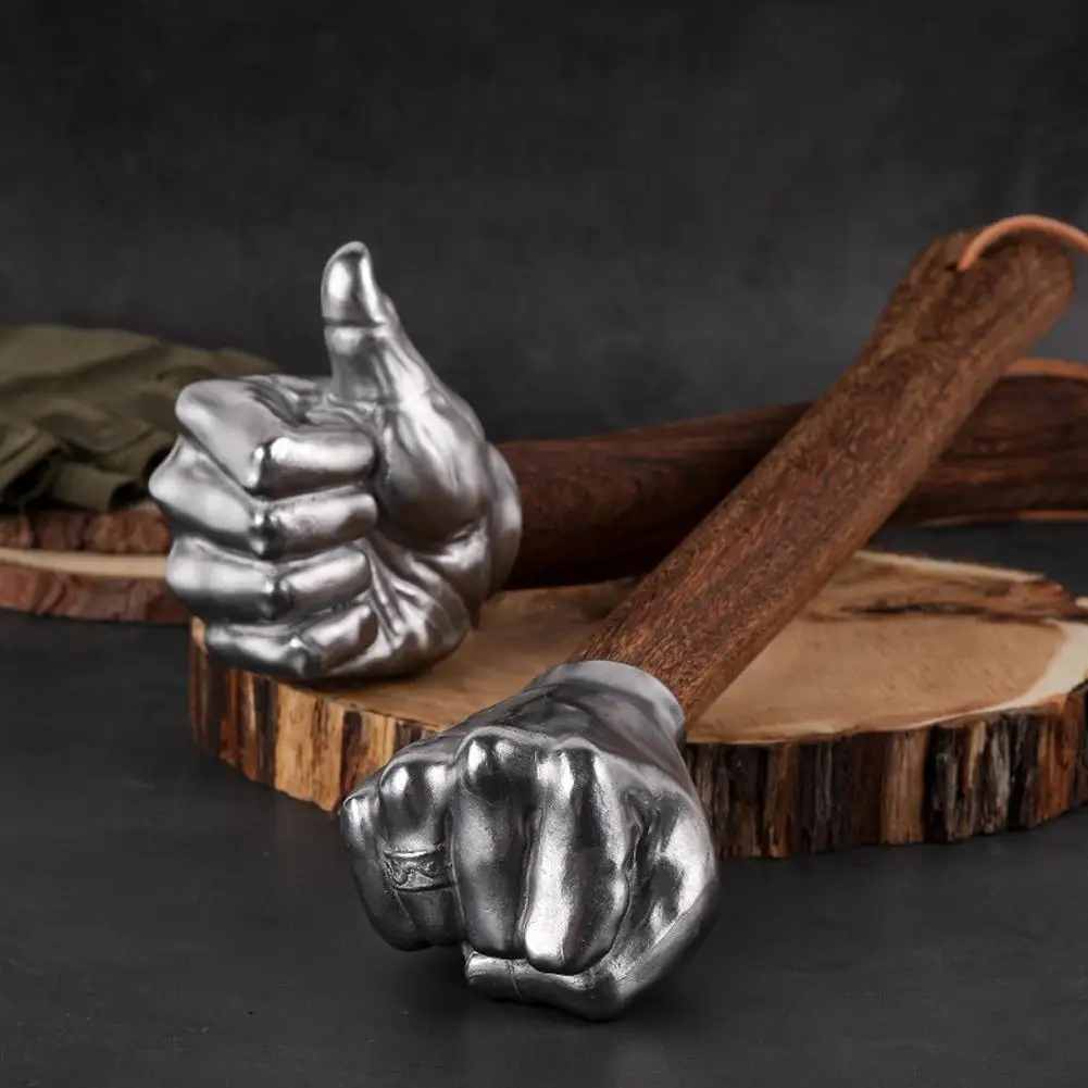 Stainless Steel Fist-Shaped Hammer with Wood Handle for Home And Outdoor Camping Decorative Nail Hammer Creative Gift