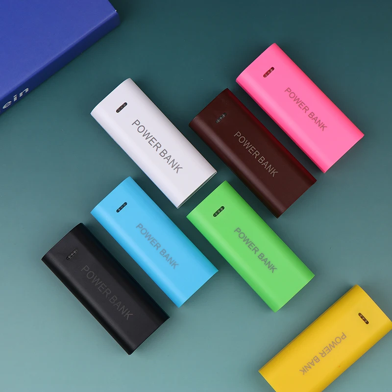 علبة بطارية 18650 محمولة - صندوق باور بانك ثنائي الخلية DIY مع مخرج 5 فولت/1 أمبير وإضاءة مؤشر