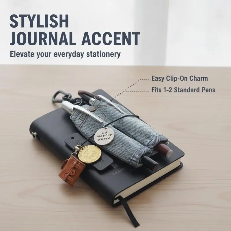 Vintage Mini Denim Pants Pen Holder Clip Cute Jeans Shape Pen Organizer Keyring Portable Fabric Stationery Bag For Student Gift