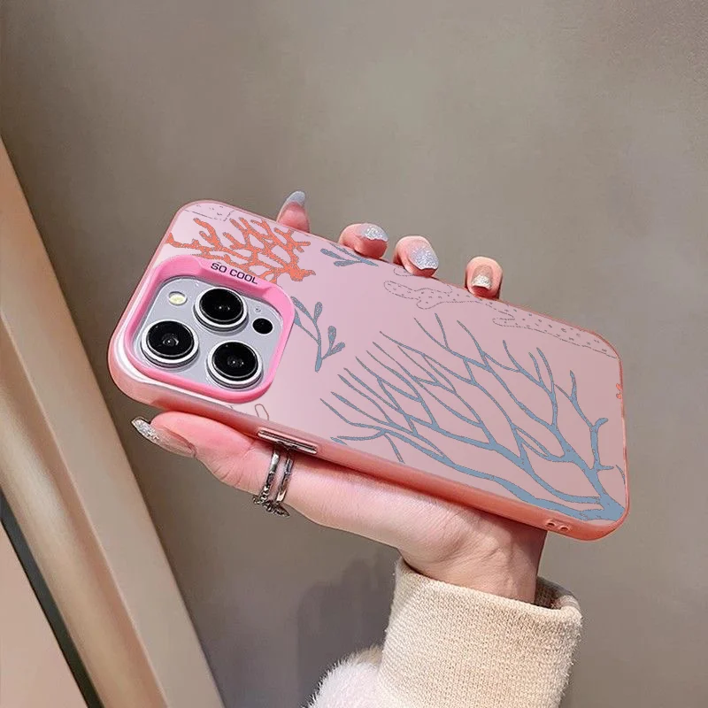 Ocean Corals and Sea Life Insurance Fashionable Simple Phone Case For iPhone 16 Pro Max 15 Plus 14 13 12 11 XR X XS 8 7 Cover