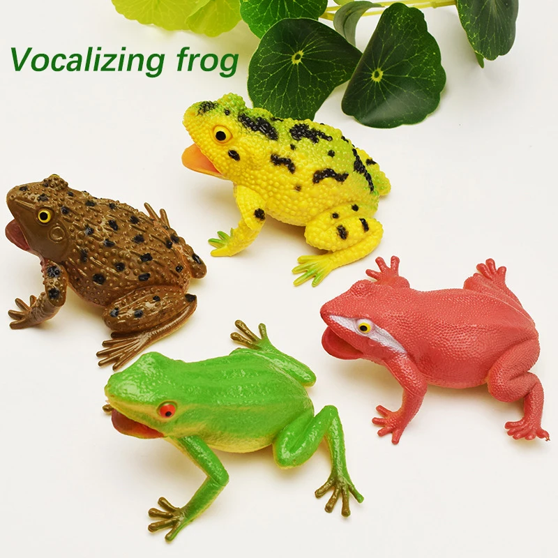 ●Spoof Toy Simulation Frog Model Animal Toy Toad Tricky Scary Squeeze Sound Frog Toys for Kids Hobby Collection Toys