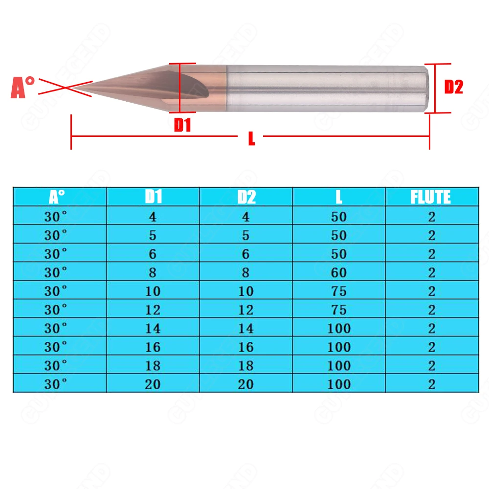 HRC58 Chamfer Milling Cutter 30 Degree 2 Flutes Carbide Corner Countersink Chamfering Mill Deburring 4 6mm Edges V Grove Router