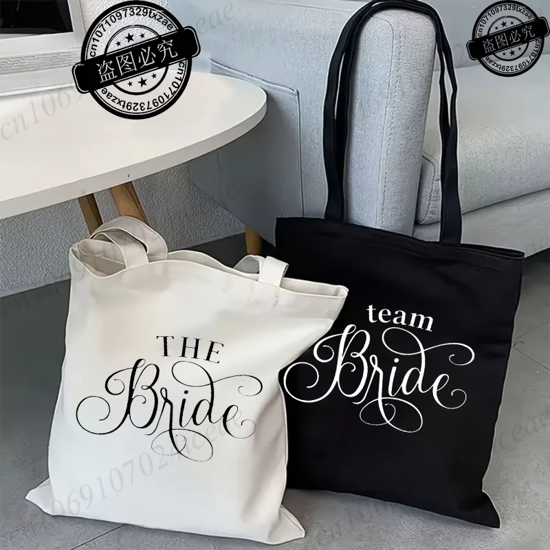 

Женская парусиновая сумка на плечо для девичника с принтом, женская повседневная сумка-тоут, большая вместительная многоразовая дорожная сумка для покупок