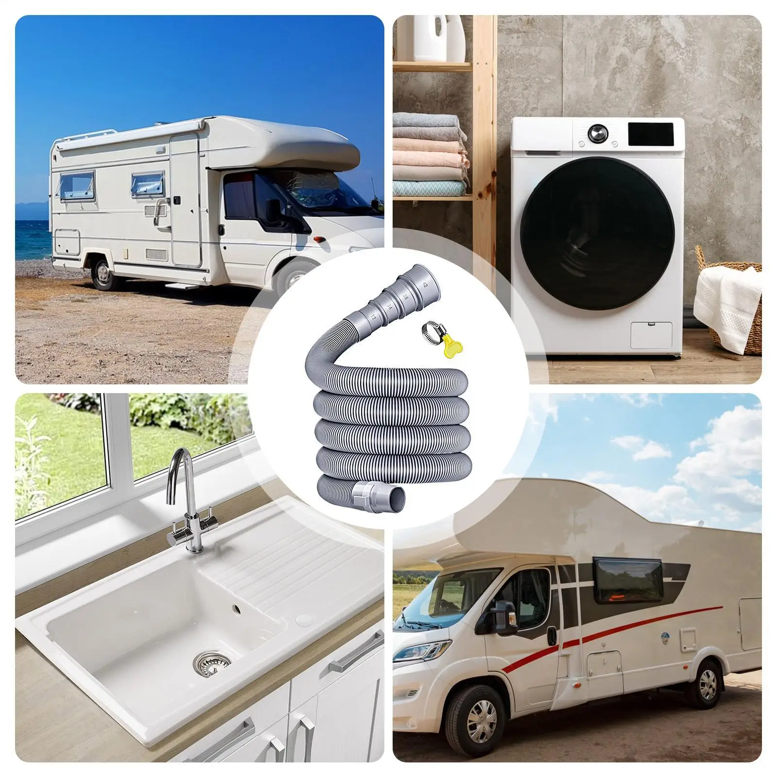 Kit de manguera de alcantarillado RV, Kit de tubería de alcantarillado plegable para caravana, manguera RV Flexible de alta resistencia a prueba de fugas, manguera RV a prueba de fugas, accesorios para RV