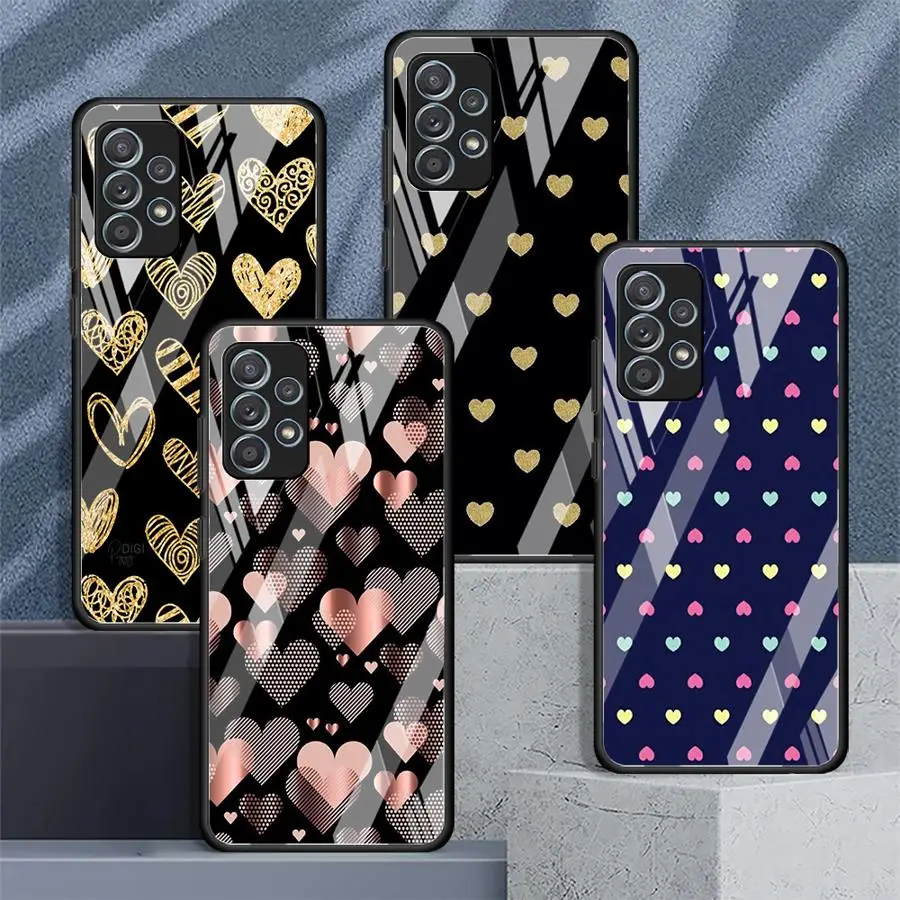 

Tempered Glass Case for Samsung Galaxy A55 A54 A52 A53 A35 A34 A32 A25 A24 A16 A15 A14 Phone Cover Animal Cute Love Heart