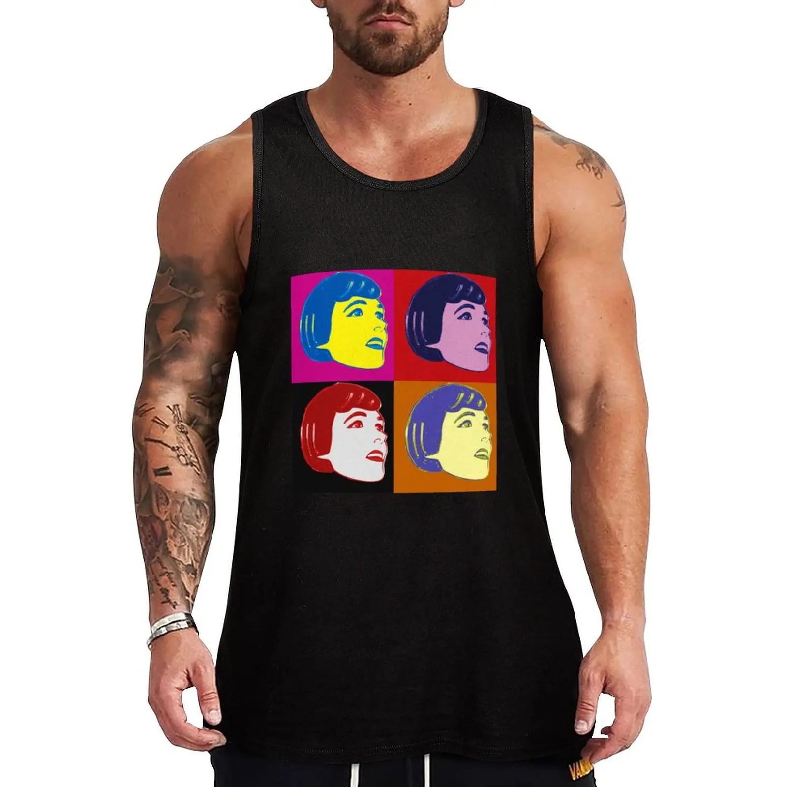 Julie Andrews Pop Art Tank Top Active Tank Top Leve para treino e academia sem mangas